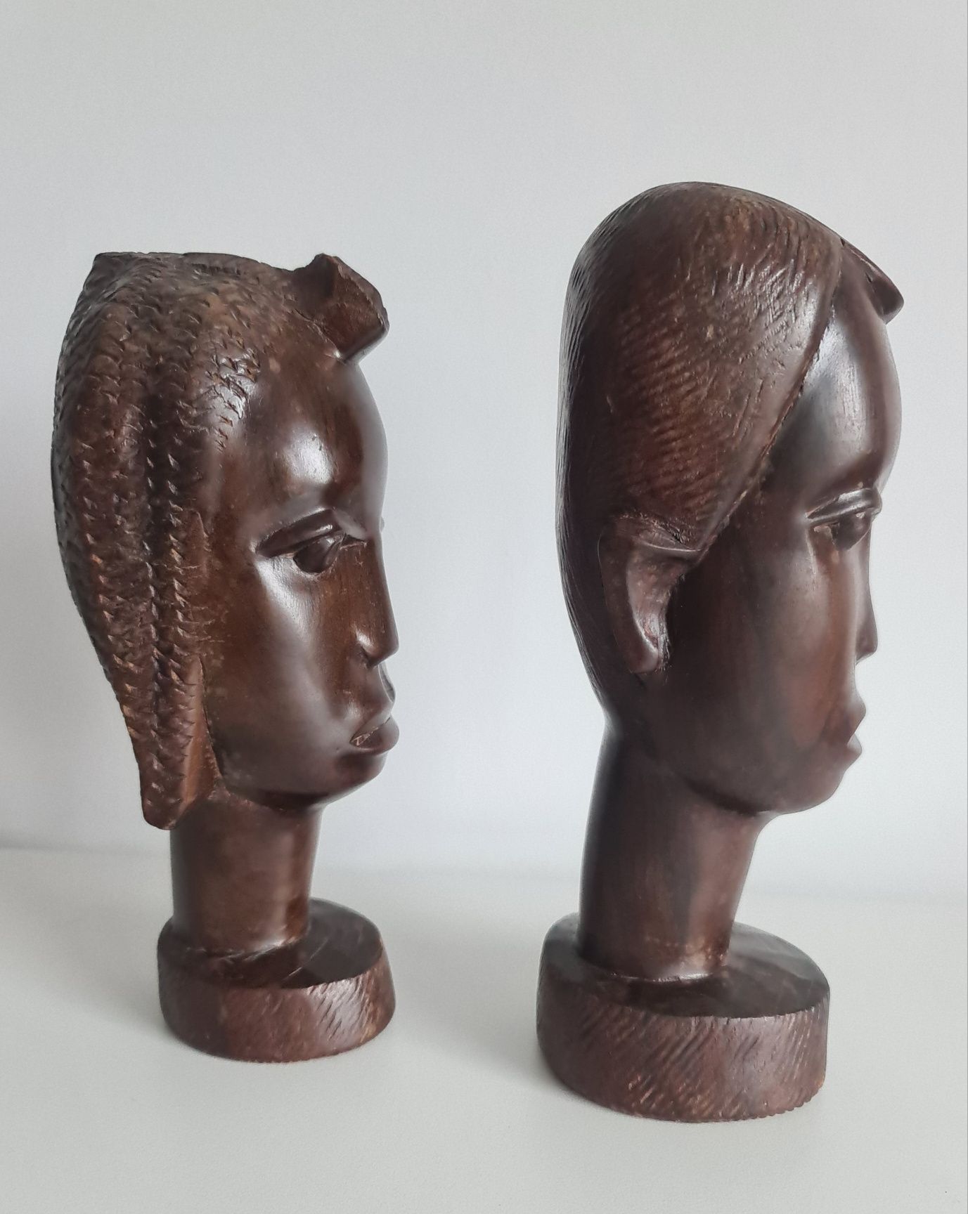 Pereche busturi africane vintage hardwood