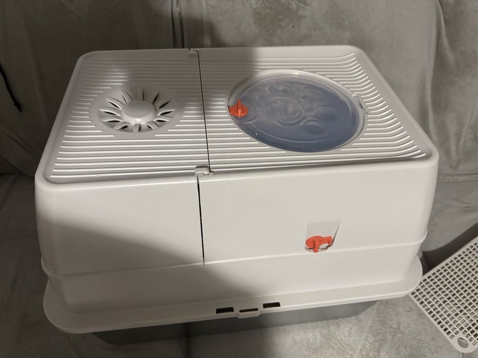 Litiera din inox marime XXL si carcasa cu usi rabatabile