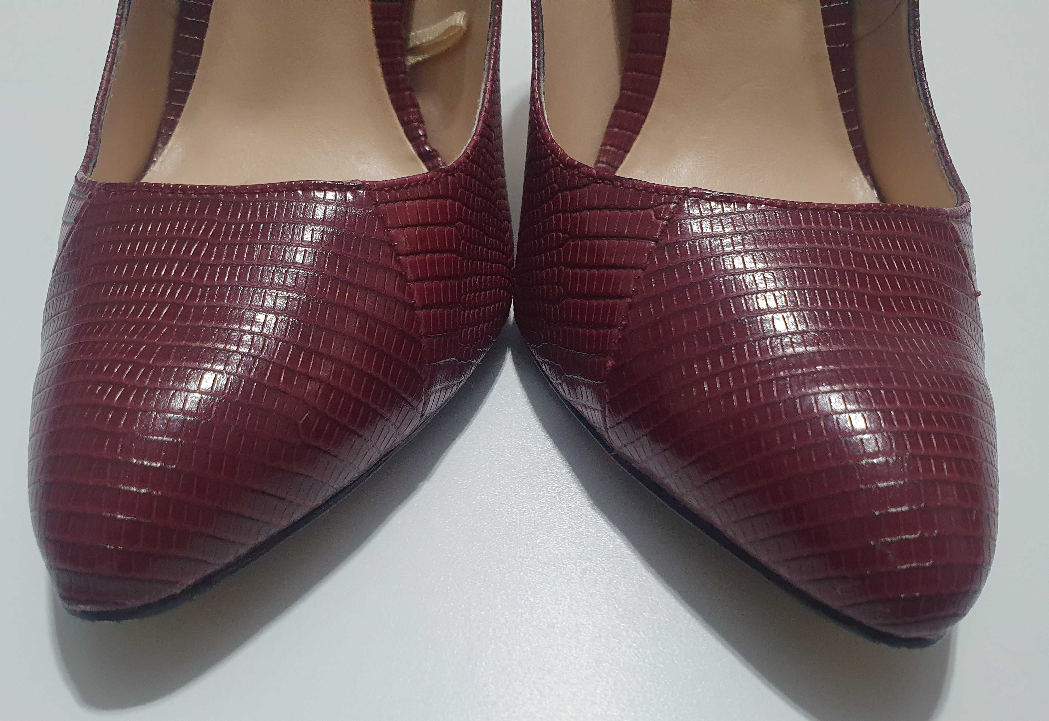 Pantofi Mango stiletto marimea 38 piele naturala toc 10 cm burgundy