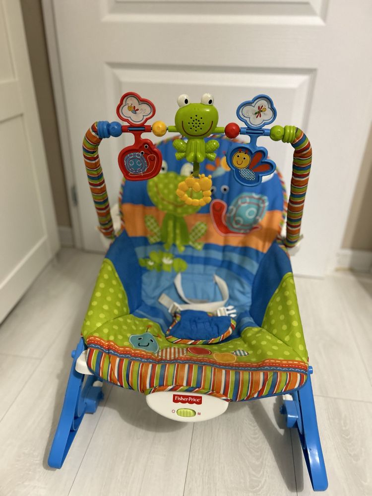 Бебешки шезлонг 3 в 1 Fisher price Little Frog Swing Chair