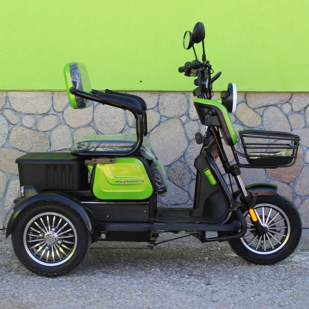Триместна Електрическа Триколка MaxMotors X1, 1500W, 48V/20Ah, Green