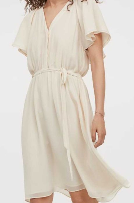 Rochie de șifon, H&M, bej-deschis, marime XS