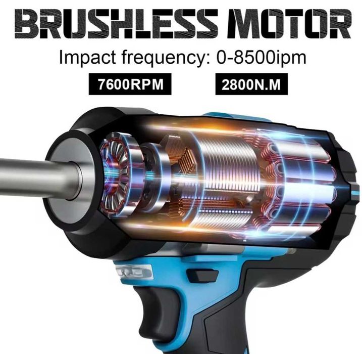 Gisam ударен гайковерт 1/2 инчов 2800N.M  18V две батерии