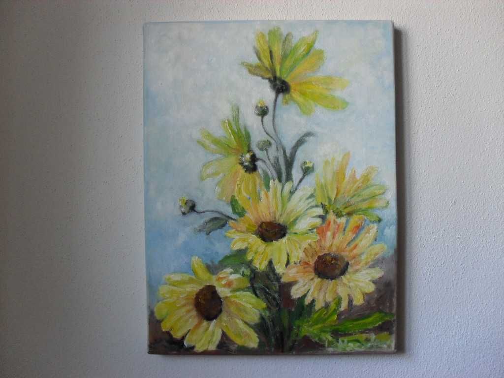 Floarea soarelui in lumina-pictura ulei pe panza