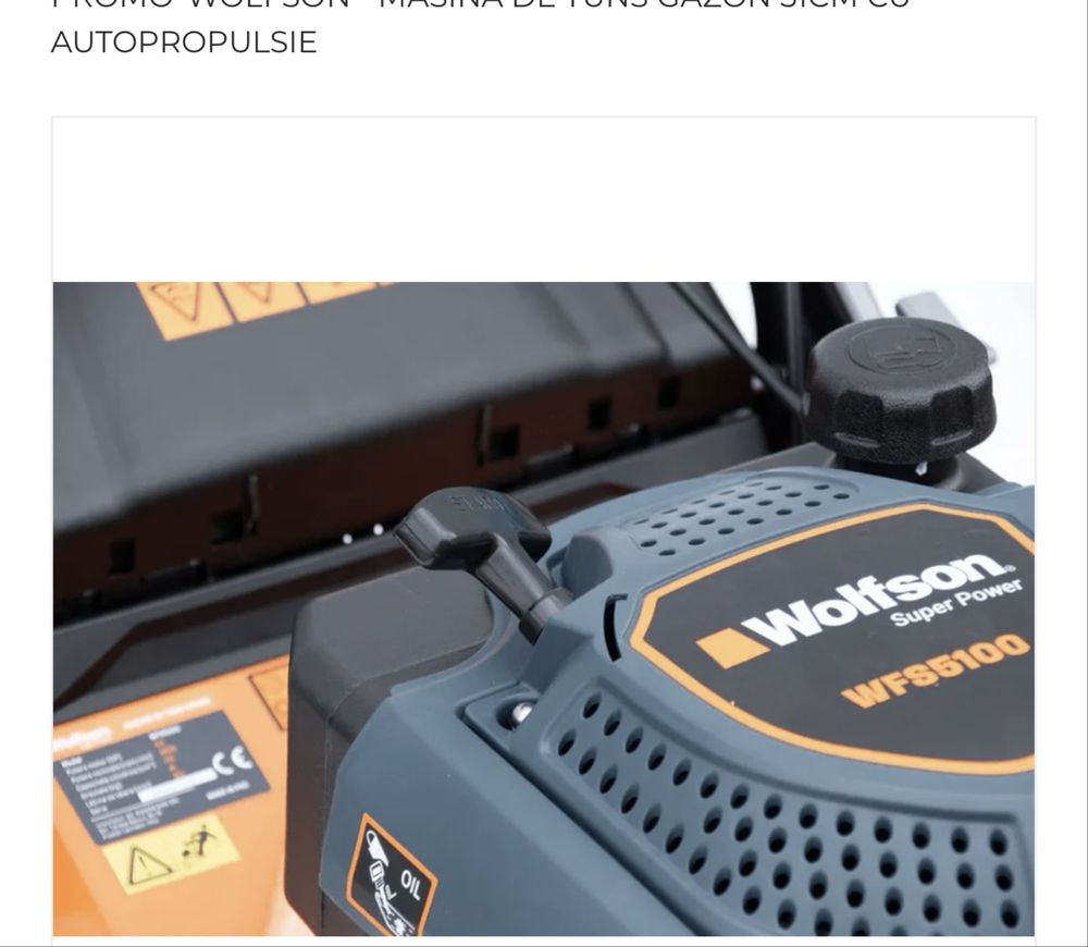 Masina de tuns gasonul Wolfson 51CM CU AUTOPROPULSIE
