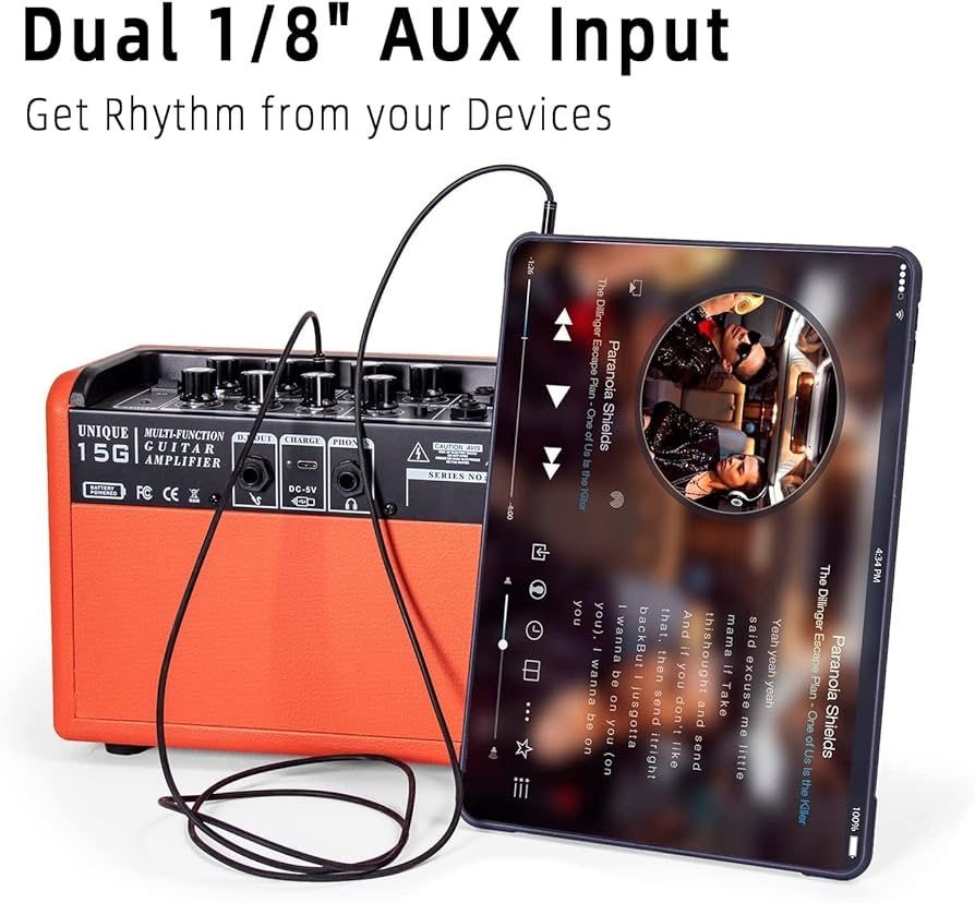 Усилвател за китара Coolmusic 15G, Преносим Bluetooth,
