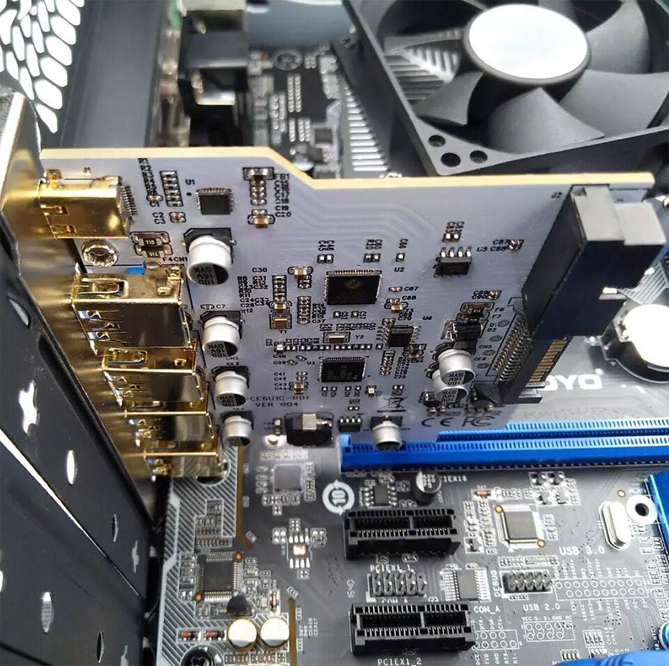 PCI Express. 4 ports USB 3.0 + USB3.1 TYPE-C