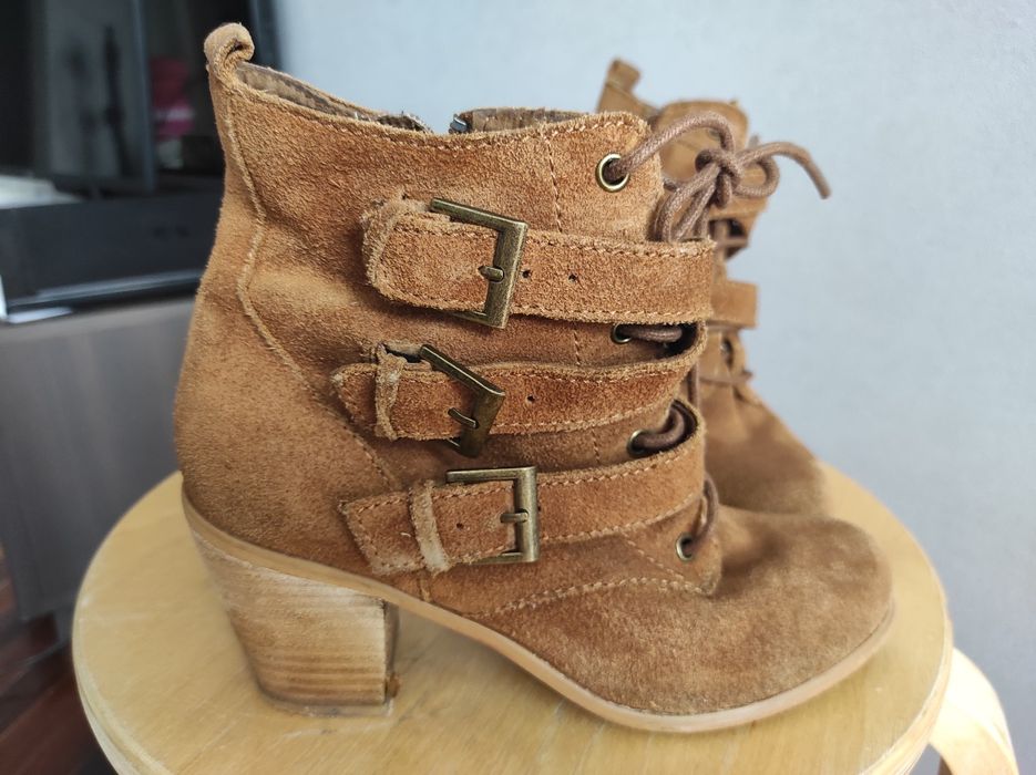 Ботильоны замшевые Stradivarius, р-р 36-37, 2000 тг.