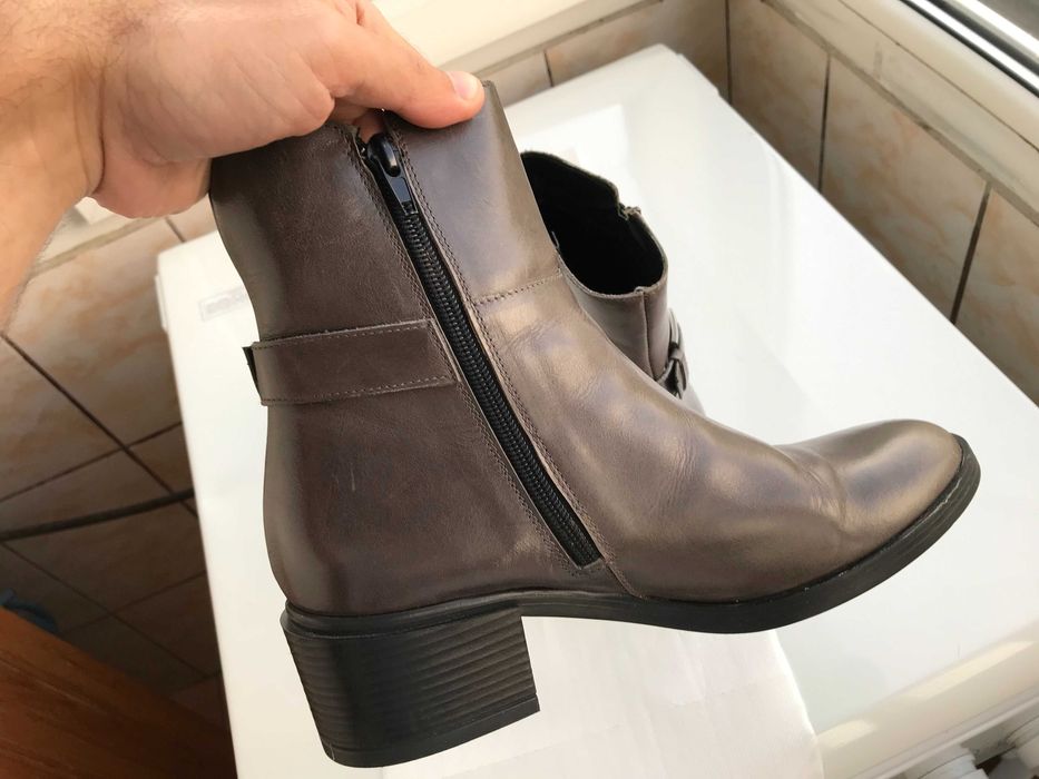 Ghete Dama din Piele Naturala Marime 39 culoare gri inchis (Noi)
