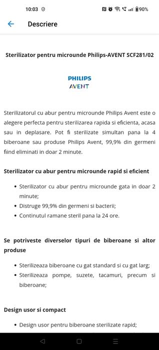 Sterilizator biberoane Philips Avent si suport biberoane