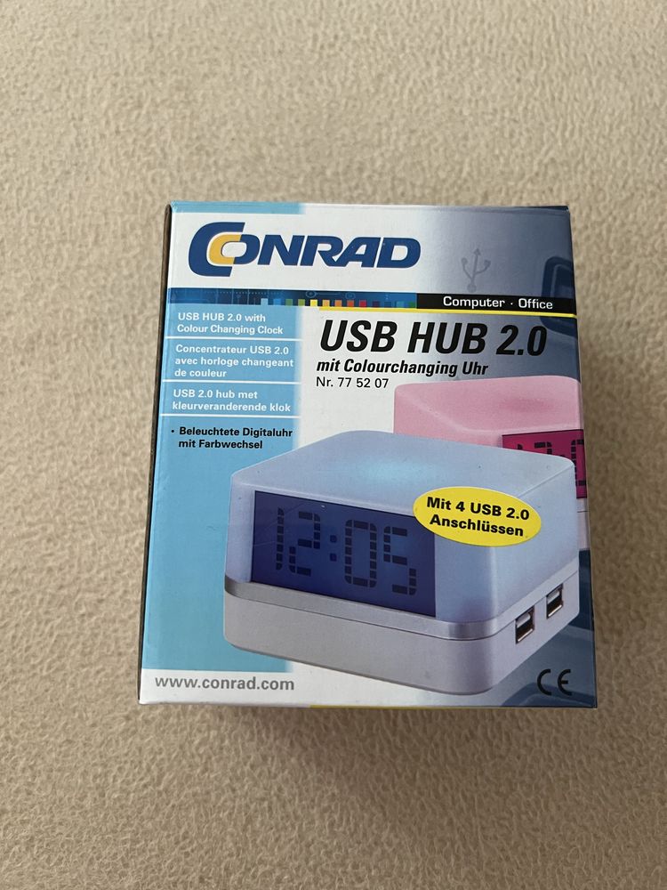 USB HUB 2.0 с часовник