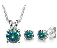 Set din argint format din colier&cercei cu diamante Moissanite 1CT