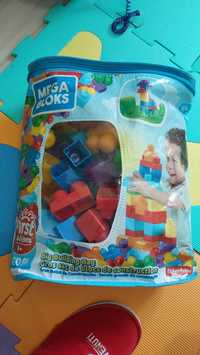 Set cuburi Mega Bloks First Builders - Big building bag, 60 piese