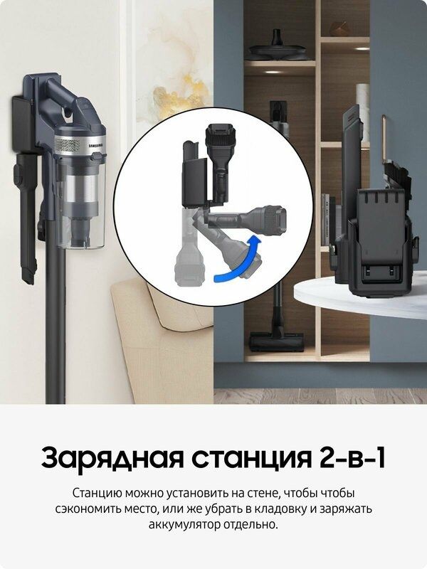 Вертикальный беспроводной пылесос для дома Samsung VS20B75ADR5/EV, 550