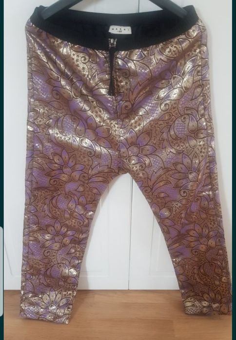 Pantaloni marni brocard xs/s slouchy cu tur lasat