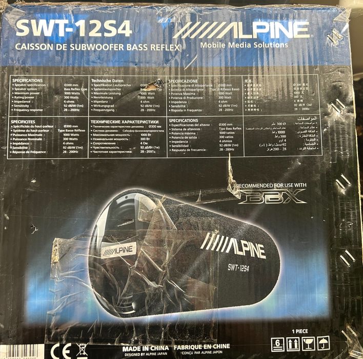 Авто колони ALPINE SWT-12S4 30 СМ, 300 W