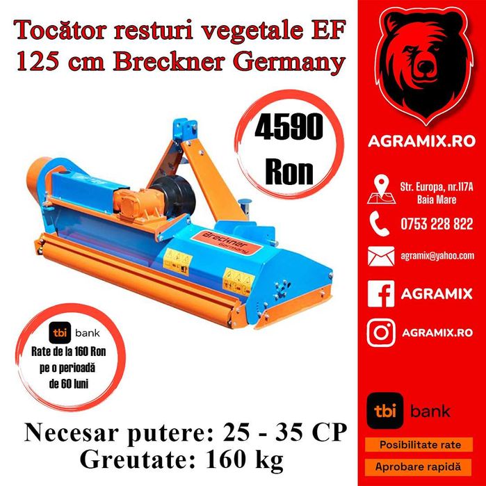 Tocatoare resturi vegetale 125 cm Agramix