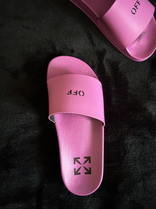 Off-White Printed faux leather slides.