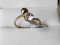 GR73, inel placat aur 14k, reglabil, zirconiu alb, tip logodna