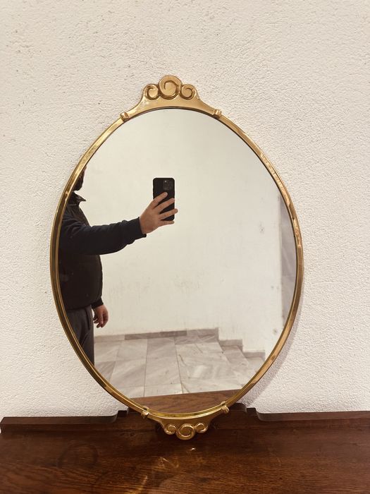 Шведско Mid-Century огледало, метална рамка