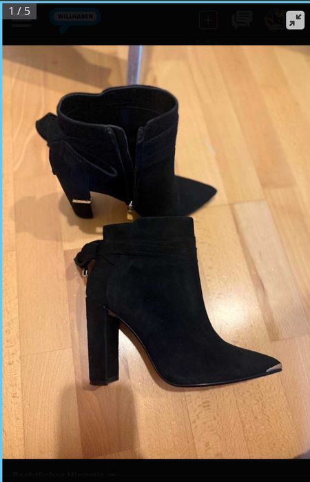 Botine Ted Baker cu toc gros- piele intoarsa