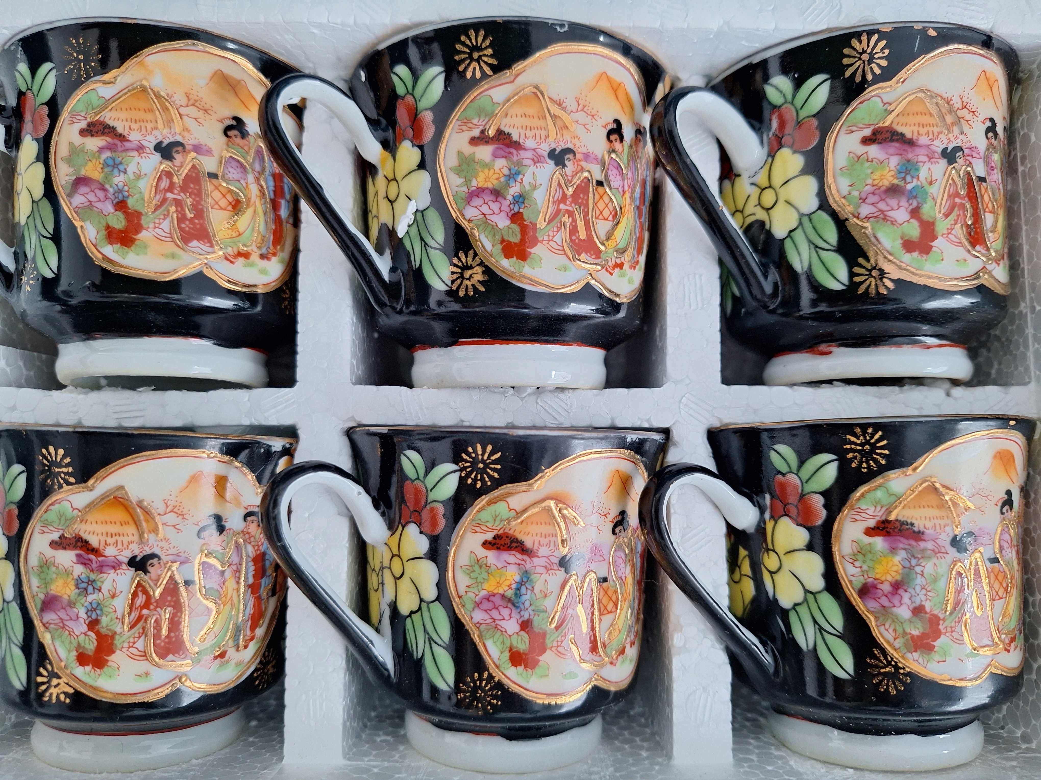 Set NOU 6 cesti cafea si farfurii, portelan