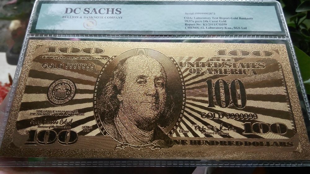 Промо! Нов Сет от 5 златни банкноти долара произведени в САЩ с 2 серт