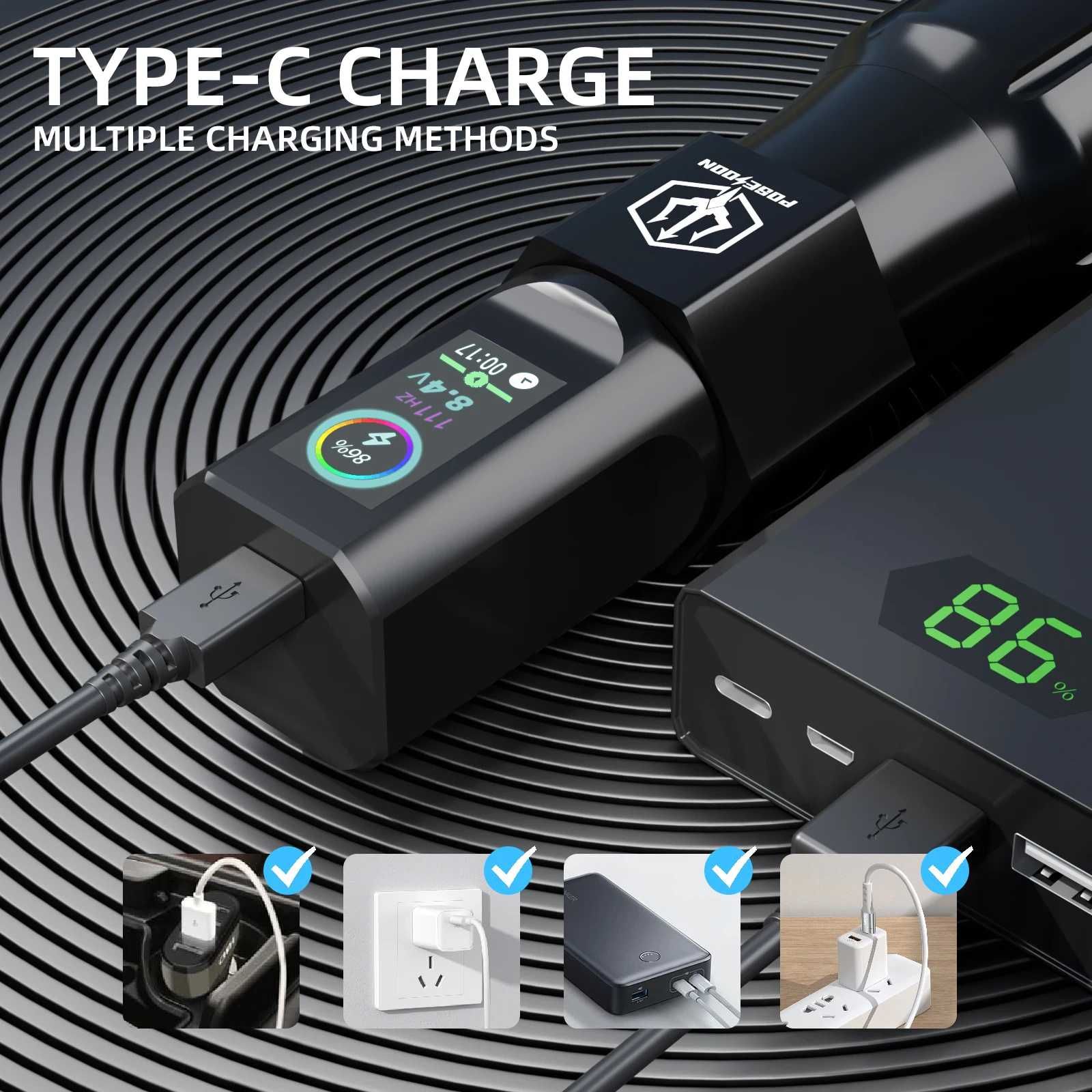 Kit Poseidon 2 NOU, aparat de tatuat wireless cu 20 ace plus accesorii