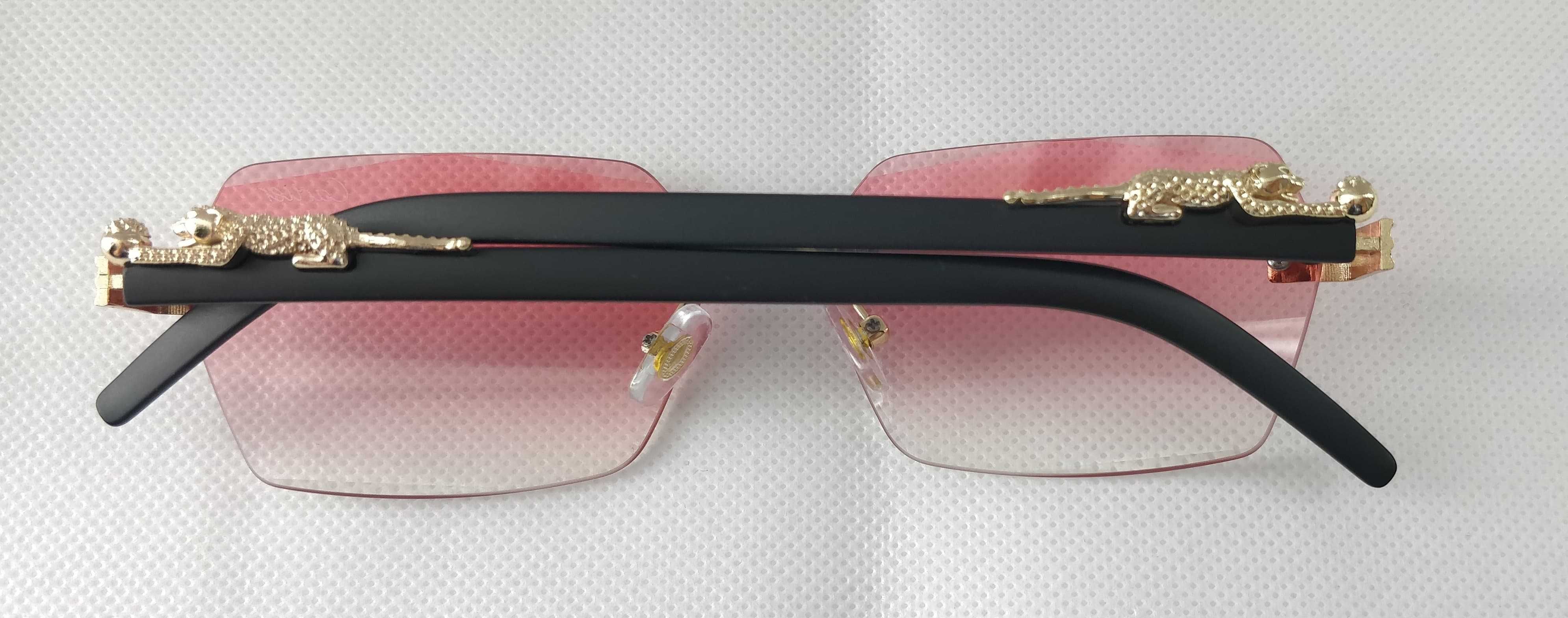 Ochelari de soare Cartier model 5, lentile roz, rama neagra