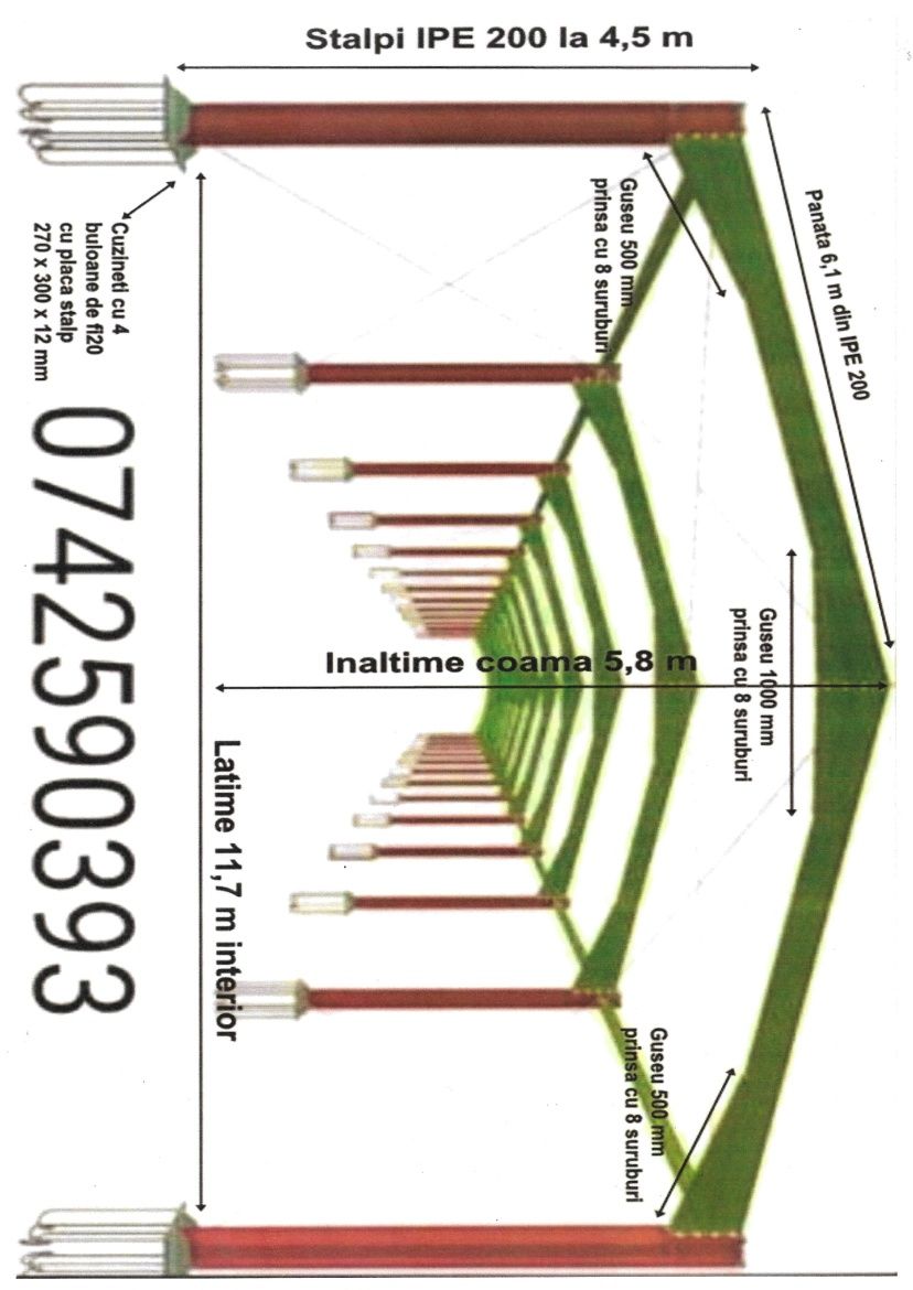 Vand hala metalică 12x31h4.70m ipe 200