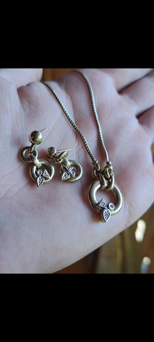 Set aur 8k colier si cercei cu diamant