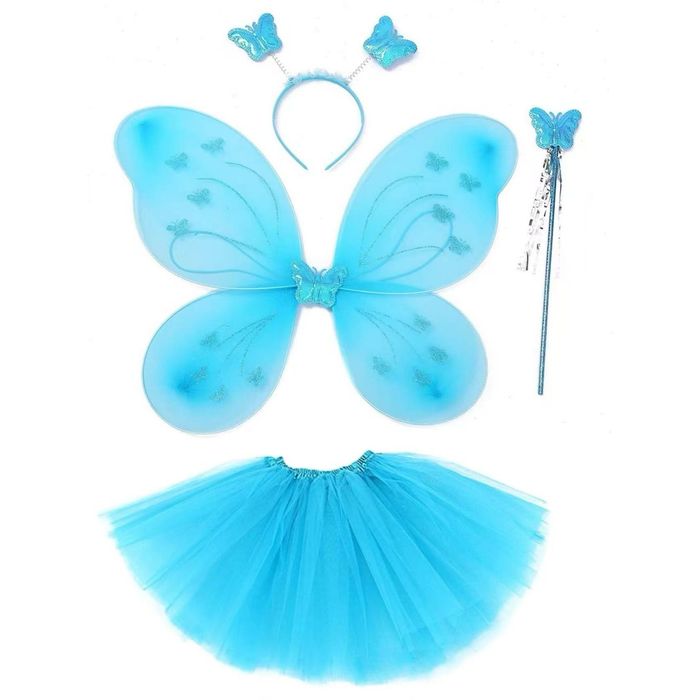 Led Комплект Пеперуда, 4 части, светеща пола с крила, пръчка и диадема