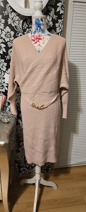 Рокля еластична плетка пепел от рози 2хл 48 EU