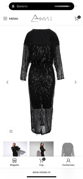 Rochie eleganta paiete, neagra si gri Anna Roman