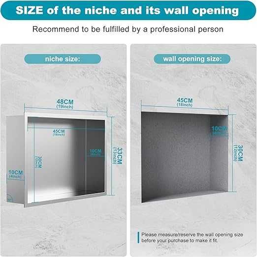 KEOKBON Nișă de duș fără faianță 48 x 33 x 10 cm Organizator de duș