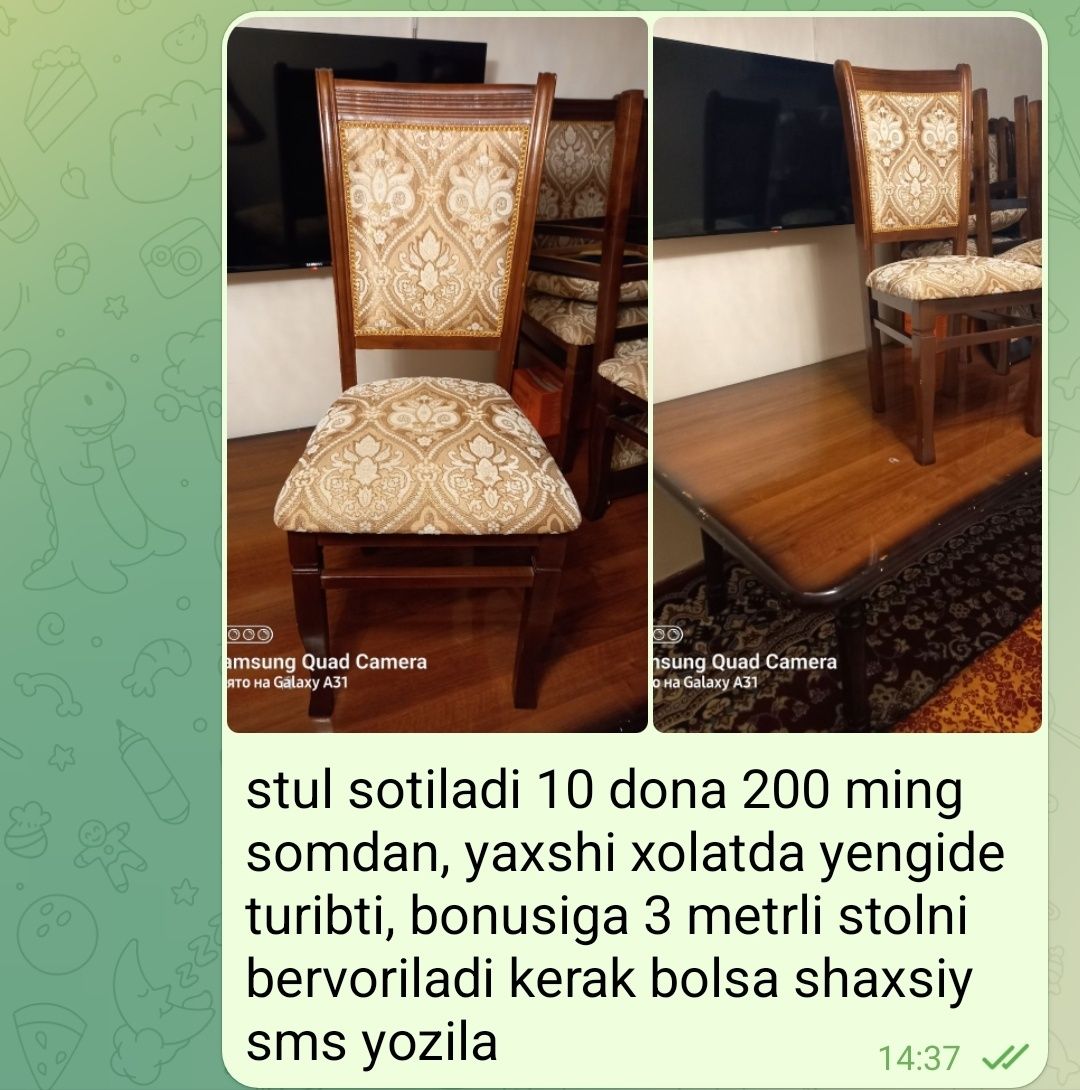 stul sotiladi yaxshi xolatda