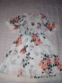 Флорална лятна рокля с дантела размер 2хл