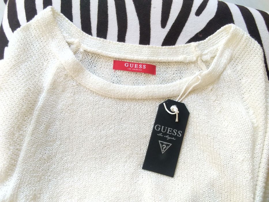 Guess Los Angeles Дамска бяла блуза / туника с дълъг ръкав S-M