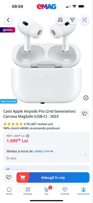 Casti Apple Airpods Pro (2 nd Generation)
