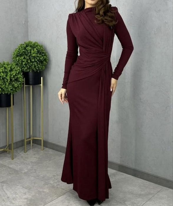 Продам красивое длинное платье в винном цвете