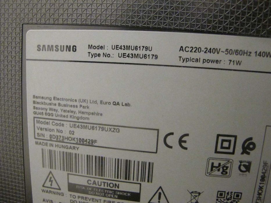 Televizor Led Smart Ultra 4K Samsung 109cm model UE43MU6179