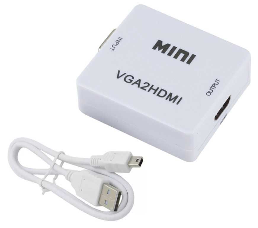 Adaptor de la VGA la HDMI, intr audio Jack 3.5mm, compatibil FULL HD