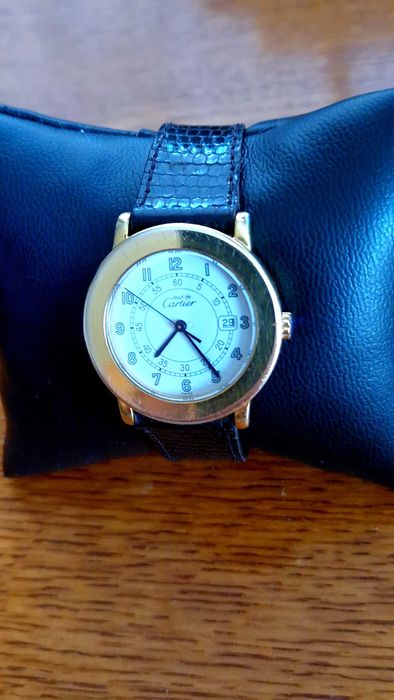 Ceas lux vintage ,,must de Cartier"ronde,aur vermeil,quartz,original