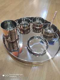 Комплект за хранене от мед / Copper stainless steel dinner plate set
