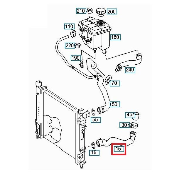 Furtun radiator Mercedes C-Class (W203) 2000-2007, C-Sportcoupe (Cl203) 2000-2008, diametru 40/21 mm, cauciuc, 5000PW-1