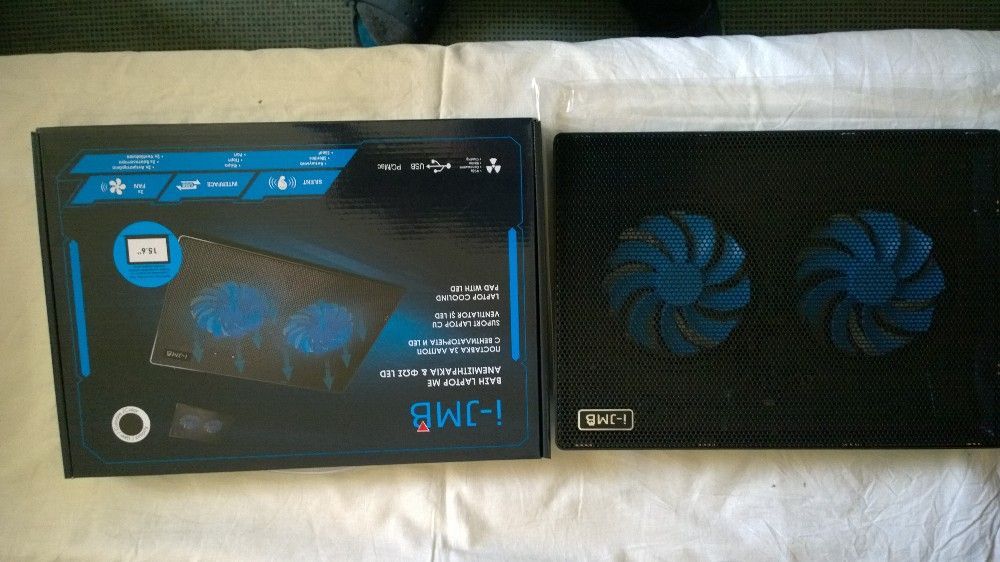 Suport laptop cu cooler 2 x 120 mm cu leduri culoare albastra