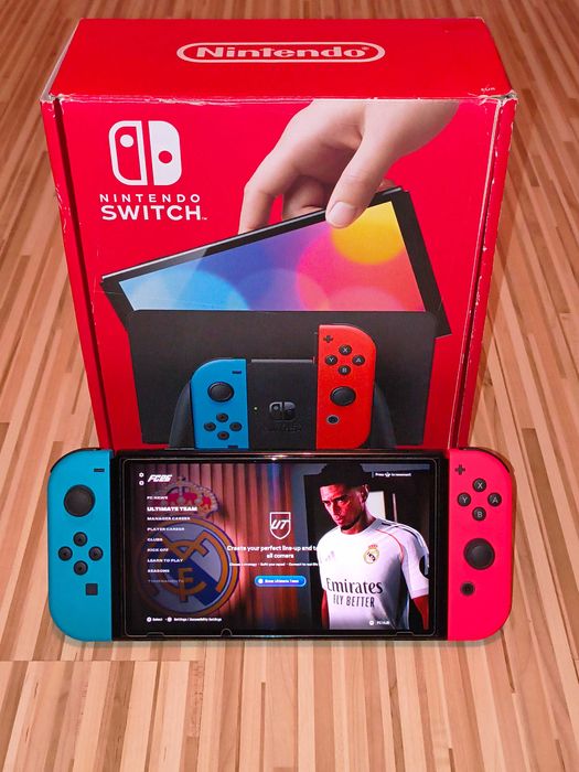 Nintendo Switch OLED modat full box card 256GB cu jocuri + bonus