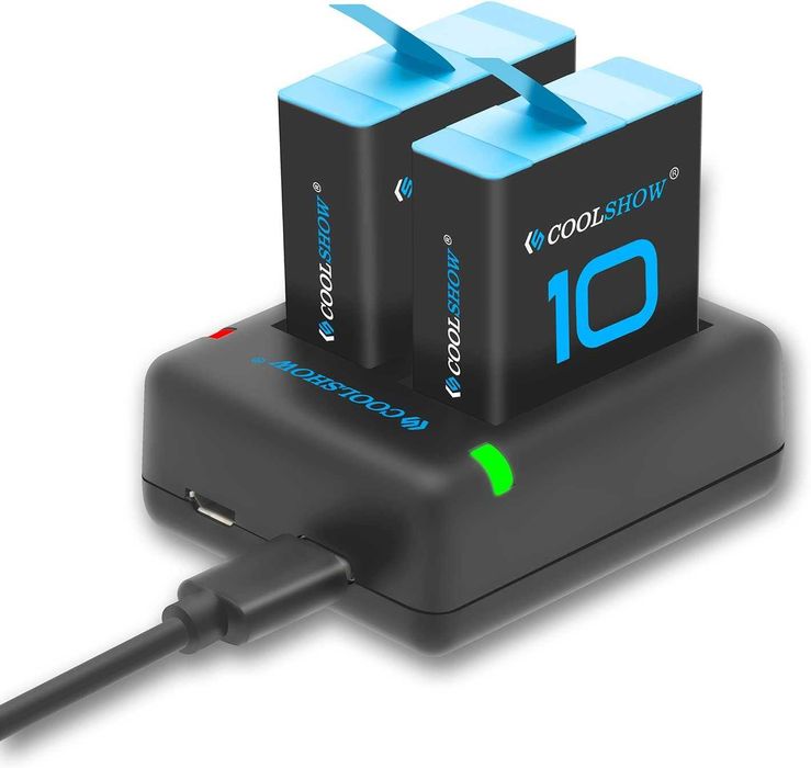BateriI de schimb pt HERO 10, COOLSHOW x2 și încărcător USB,sigilat