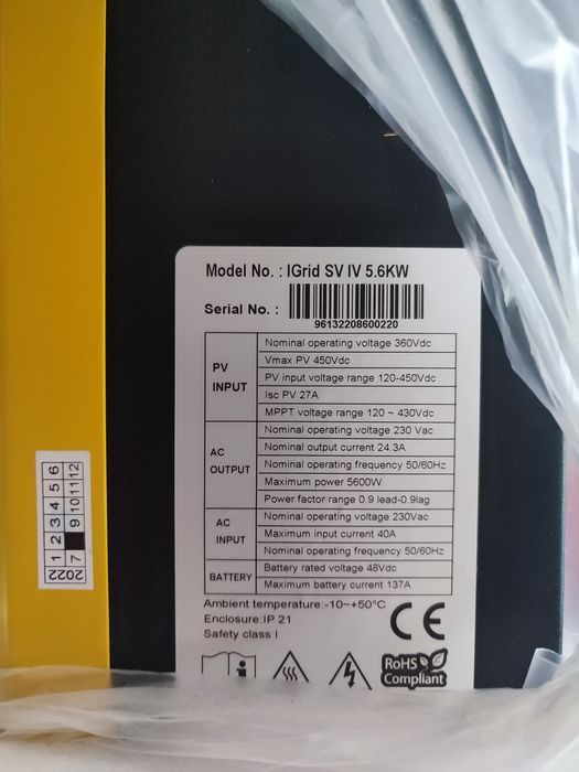 Inverter Hybrid Easun IGrid SV IV 5.6KW nefolosit / nouă