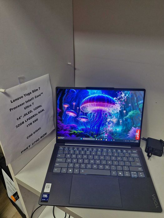 Laptop Lenovo Yoga Slim 7, OLED, 14 inchi, 120hz, Intel Ultra 7